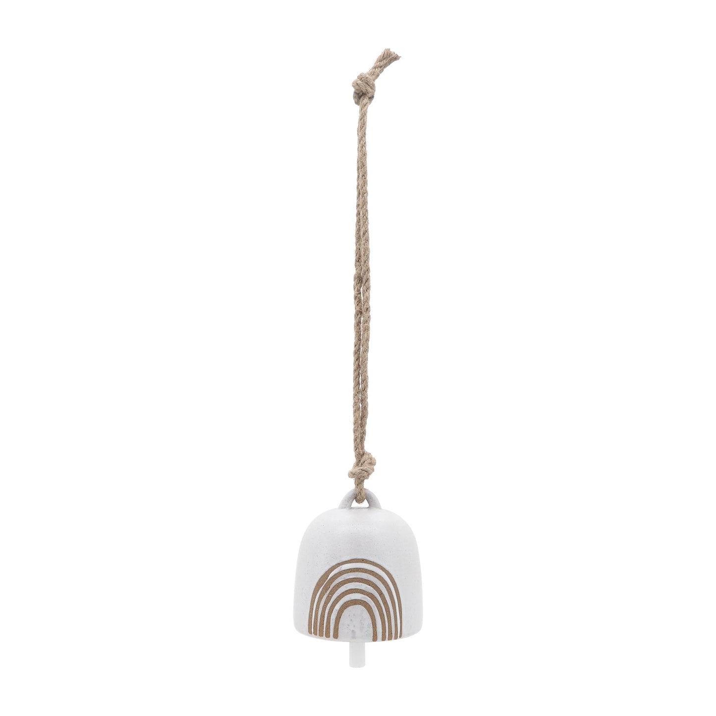 Cer, 4" Hanging Bell Rainbow, White/beige