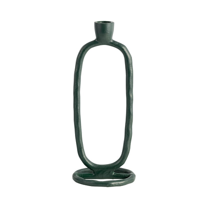 Metal, 10" Open Oval Taper Candleholder, Dark Gree