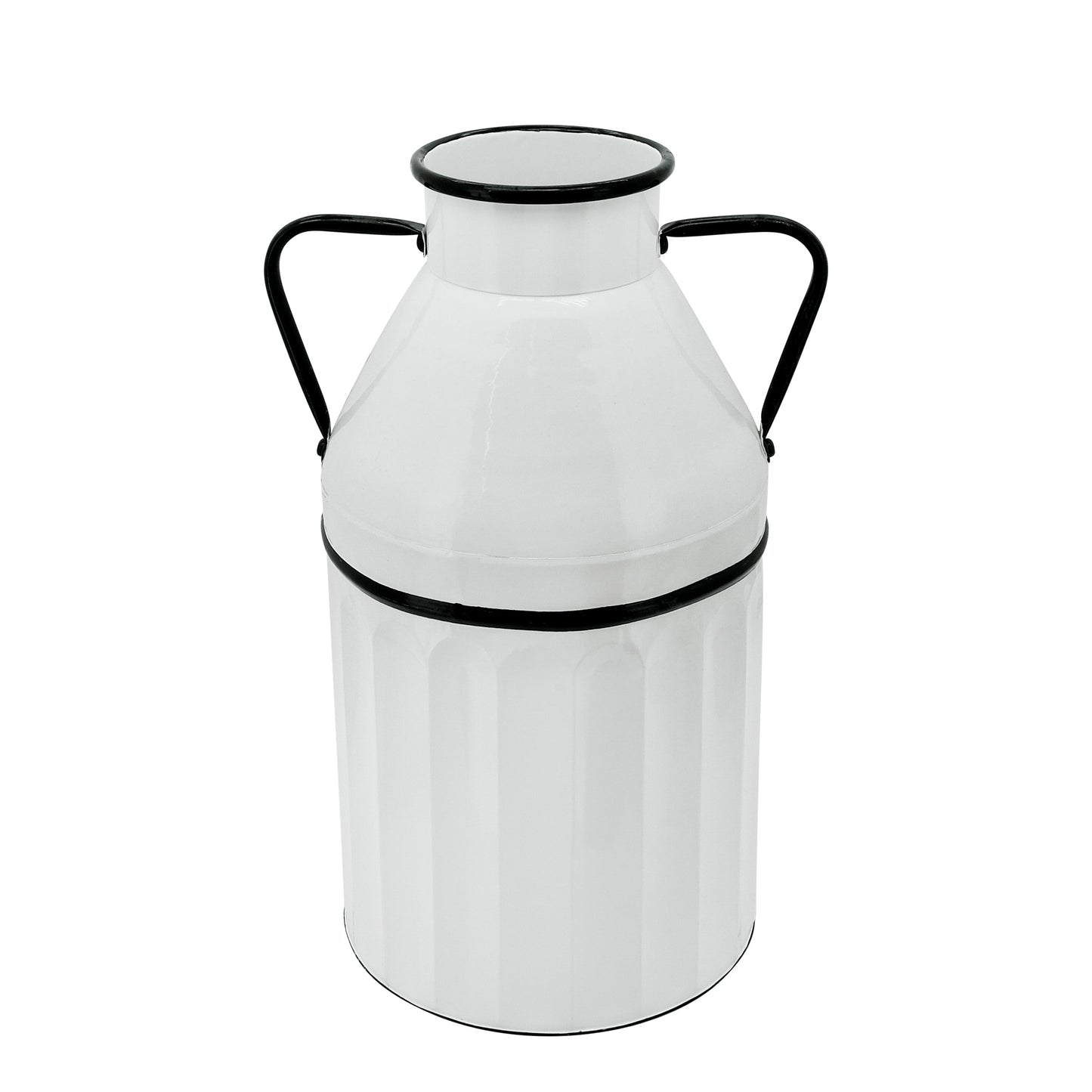 Metal 18"h Milk Bucket, White