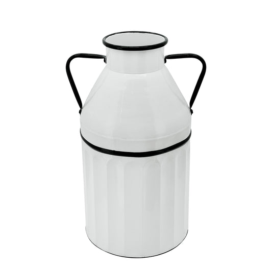 Metal 18"h Milk Bucket, White