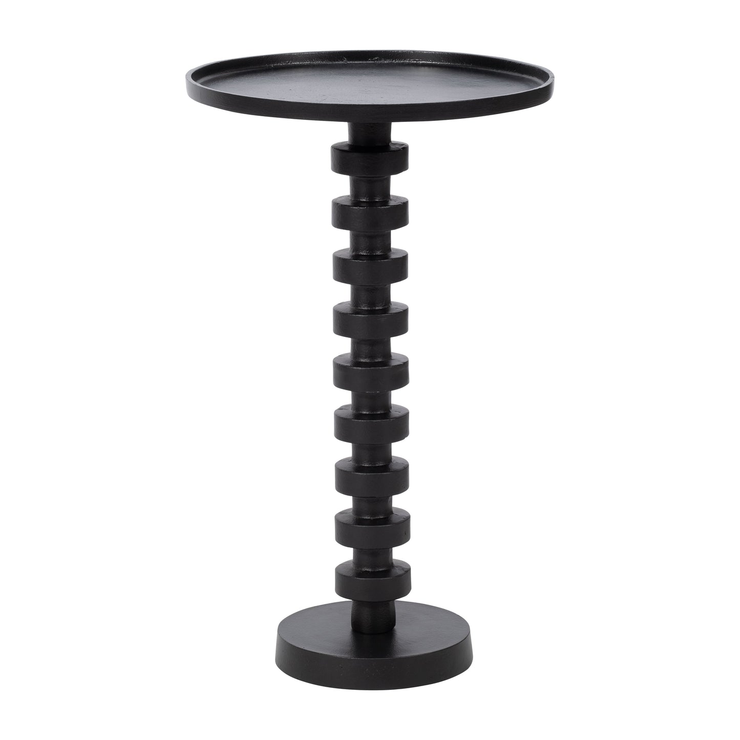 25" Aluminum Stacked Disc Accent Table, Black