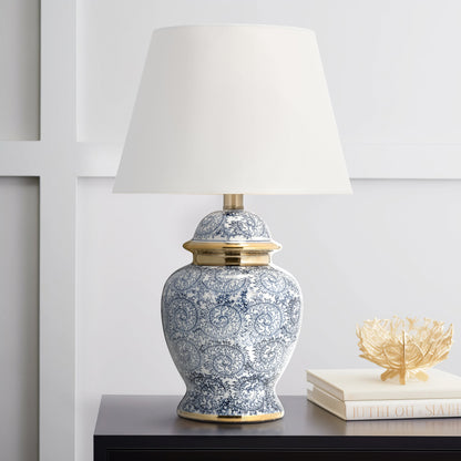 Ceramic 19" Chinoiserie Table Lamp, Blue/gold