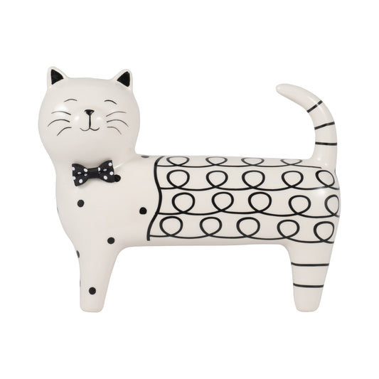 Cer, 7" Swirls Cat, White