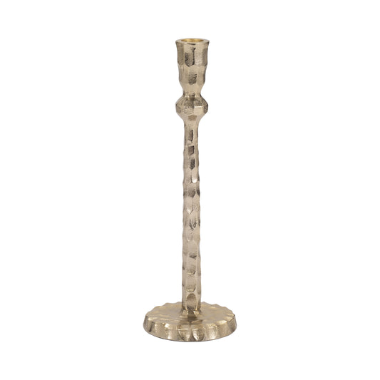 Metal, 12" Hammered Taper Candleholder, Gold