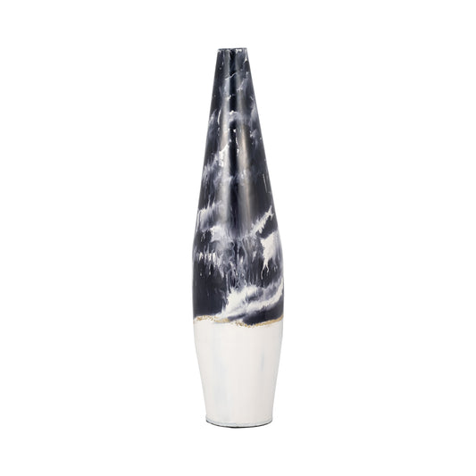 Metal, 25" Neptune Floor Vase, Ivory/navy