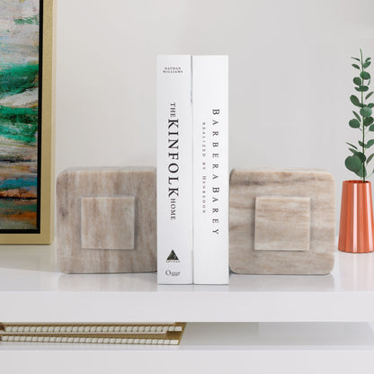 Marble, S/2 5" Square Bookends, Multi