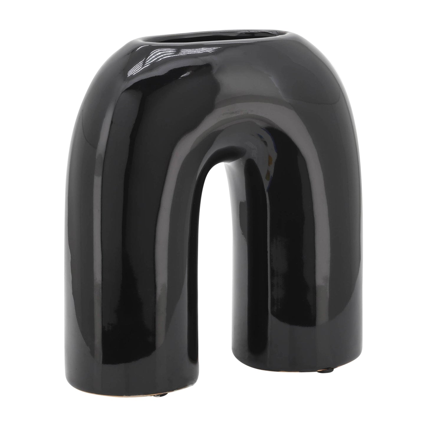 Cer, 8" Horseshoe Vase, Black