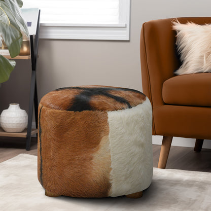 18" Cowhide Ottoman, Multi