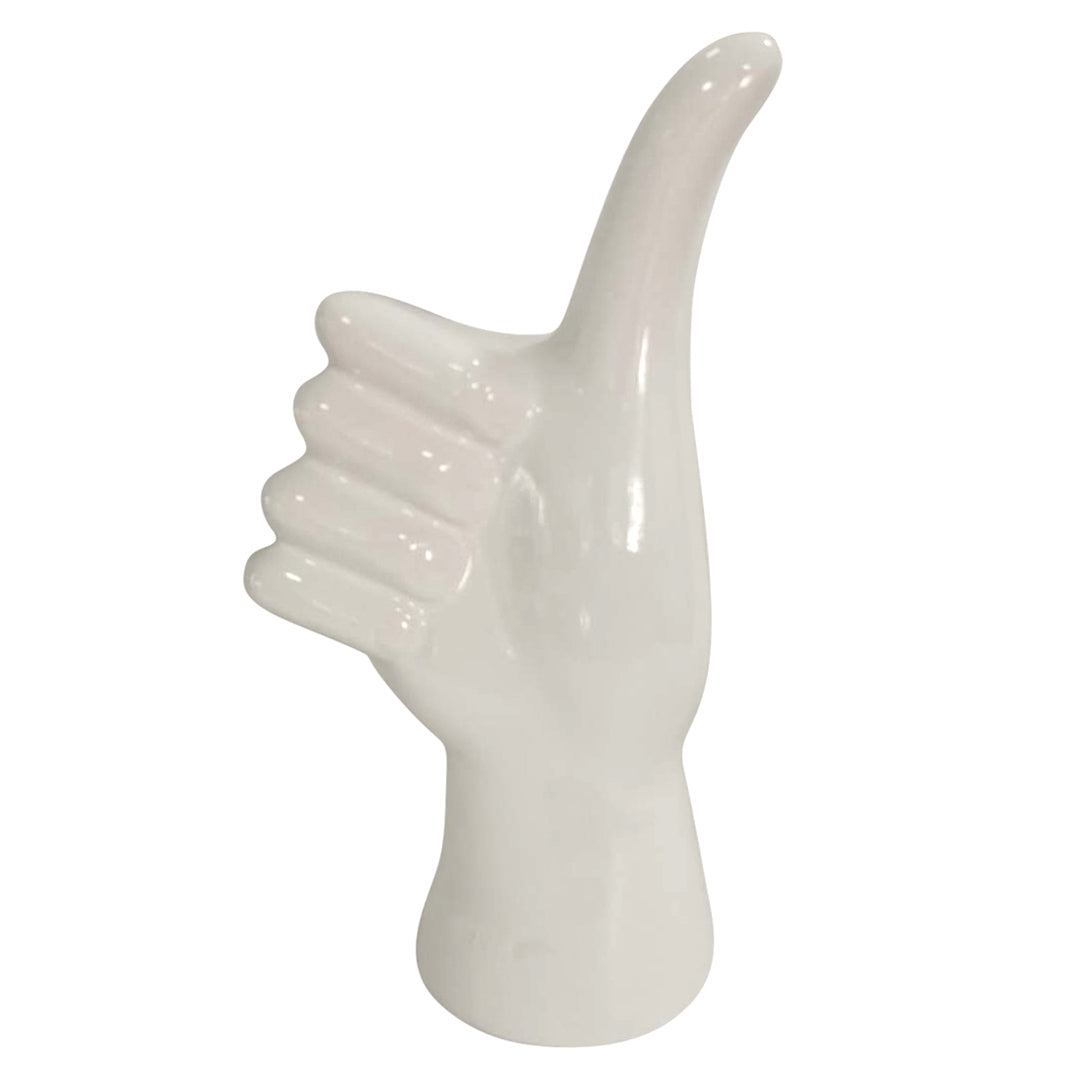 9"h Thumbs Up Table Deco, White