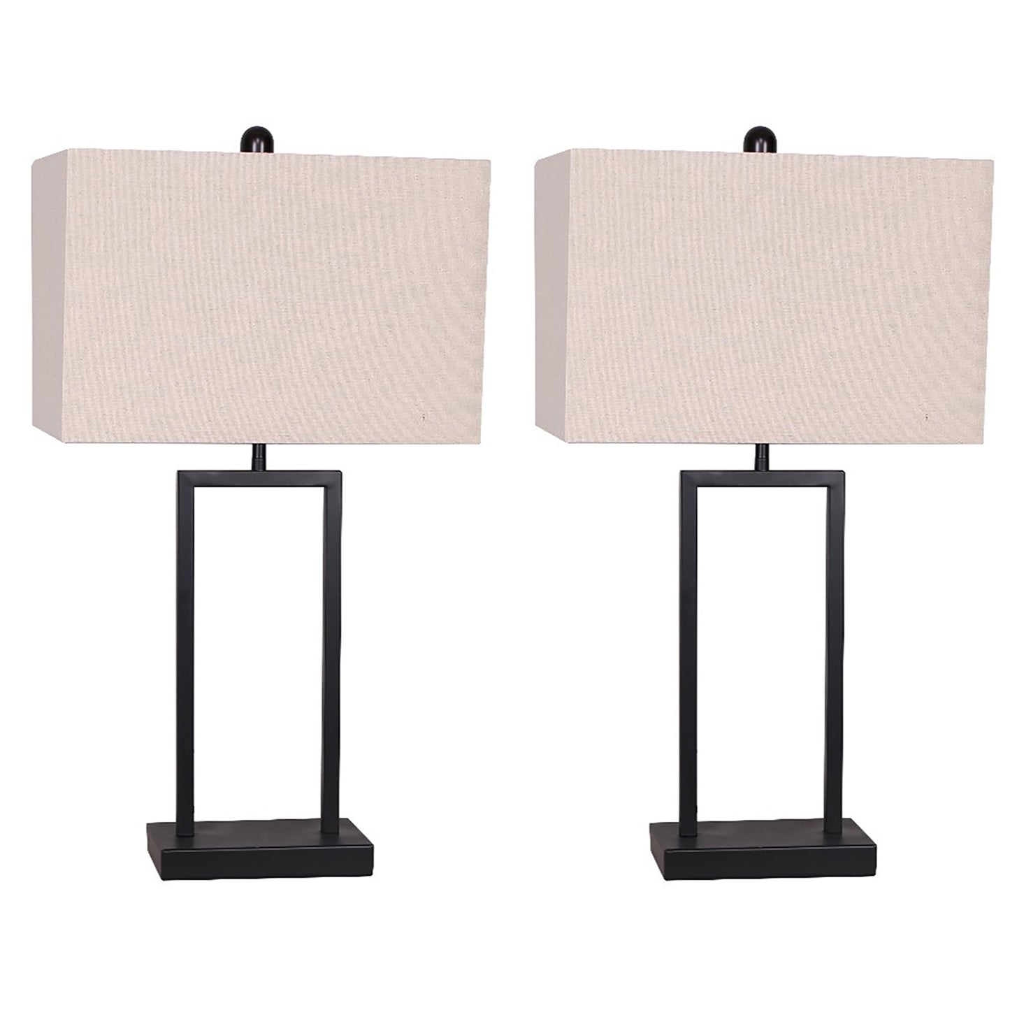 S/2 Metal 25" Table Lamp, Black