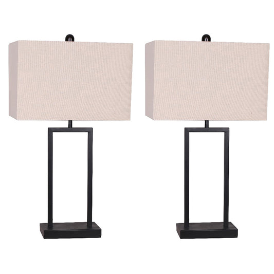 S/2 Metal 25" Table Lamp, Black