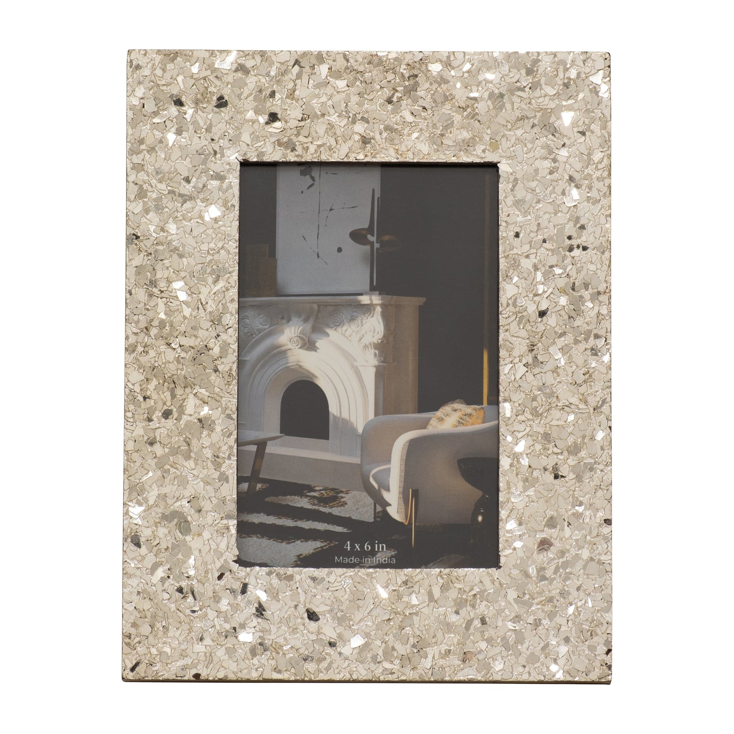 4x6 Crackle Photo Frame, Champagne
