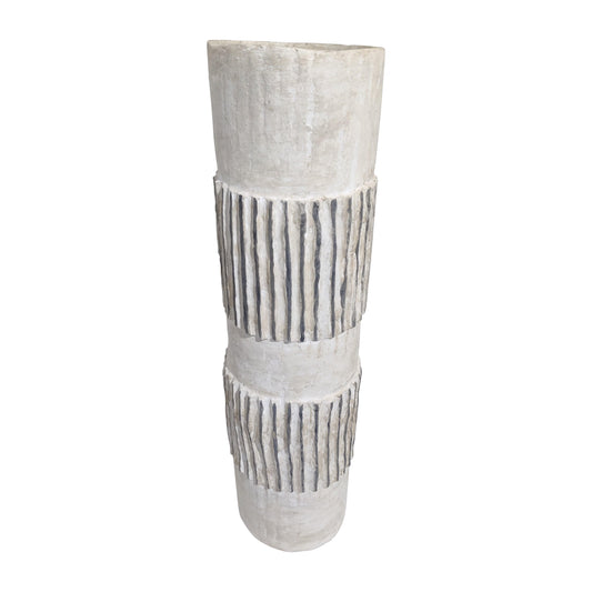Paper Mache, 45" Floor Vase, Ivory