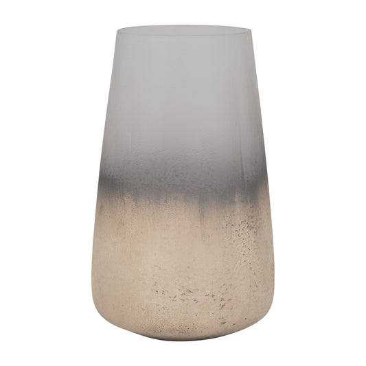 Glass, 11" Antiqued Finish Vase, Ivory