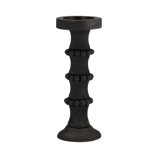 Wood, 13" Antique Style Candle Holder, Black