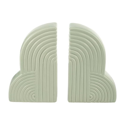 Cer, S/2 13x10" Arches Bookends, Cucumber
