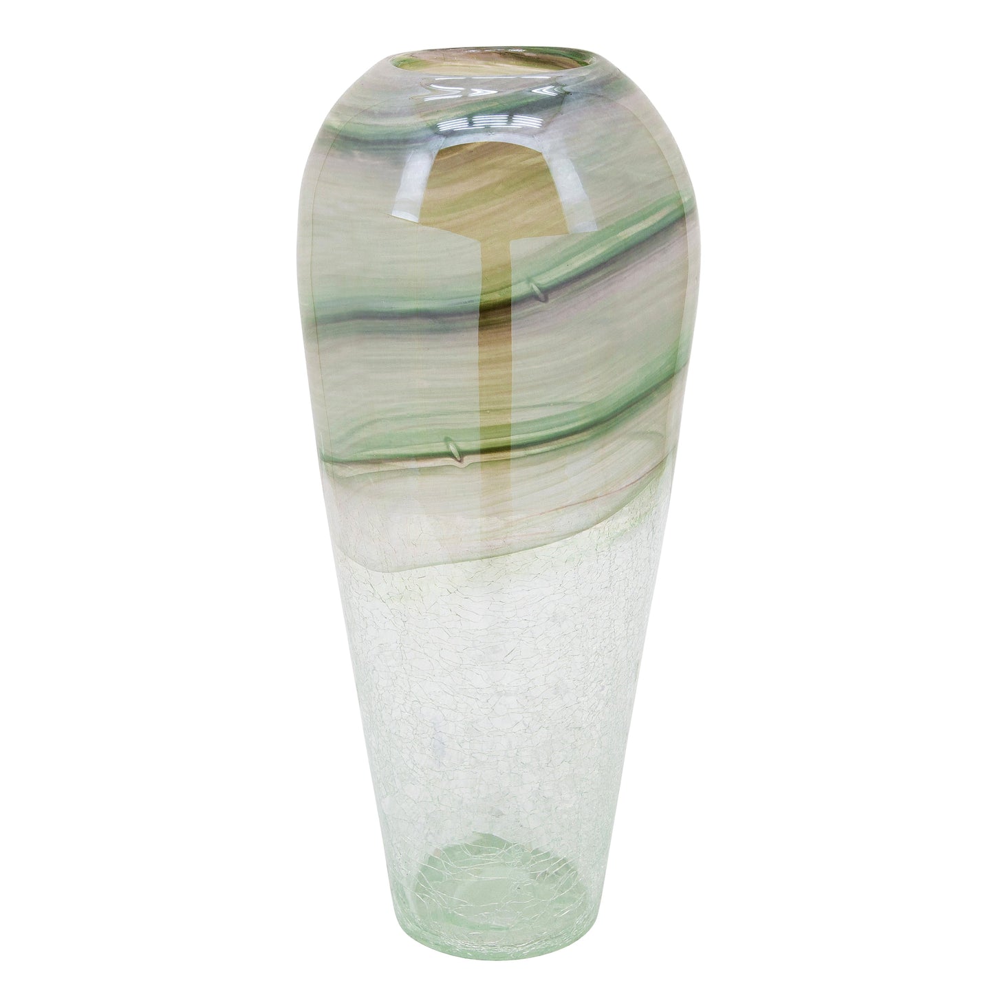 Glass, 17"h Crackled Vase, Clear