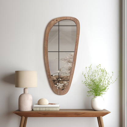 Wood, 15x36 Egg Shaped Mirror, Brown Wb