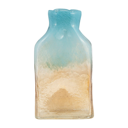 Glass,14" Vase Teal/apricot