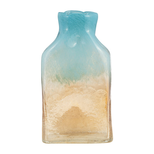 Glass,14" Vase Teal/apricot