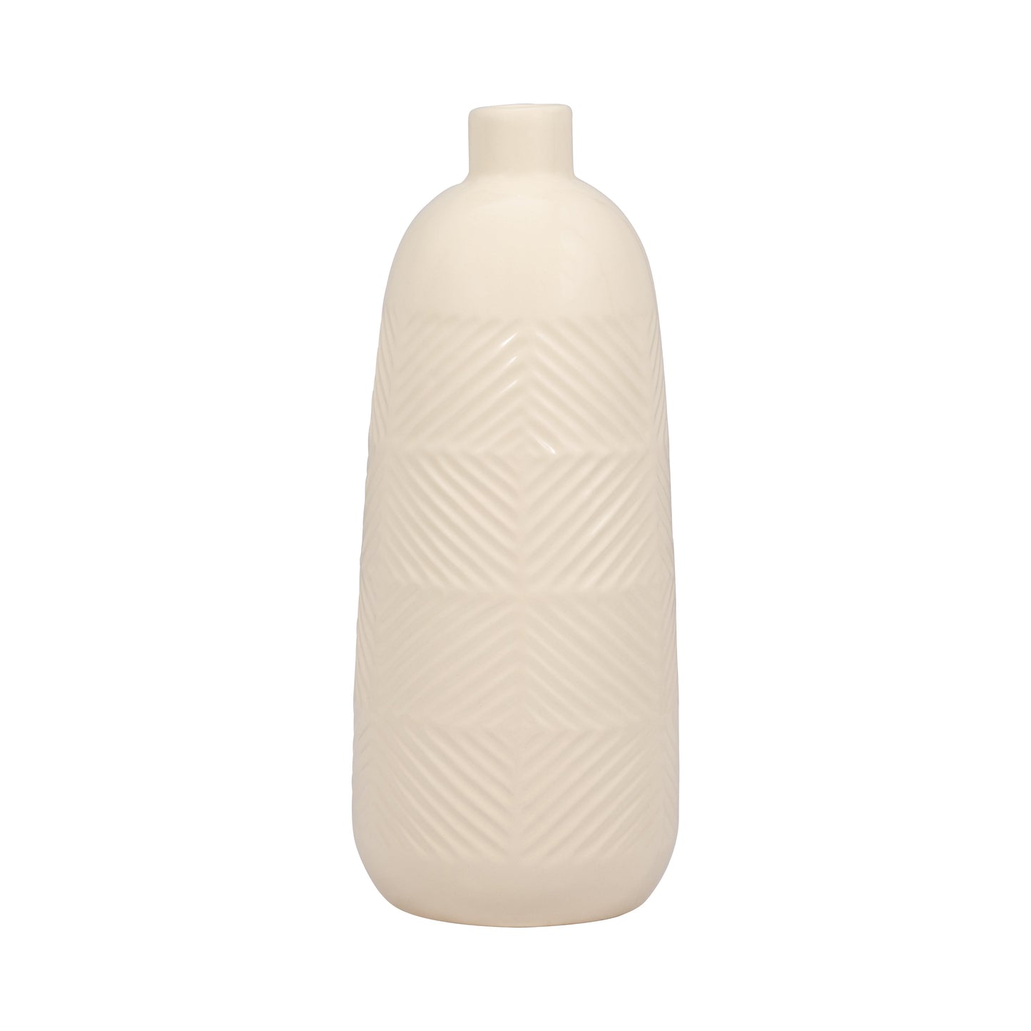 Cer, 14" Textured Lines Vase, Cotton