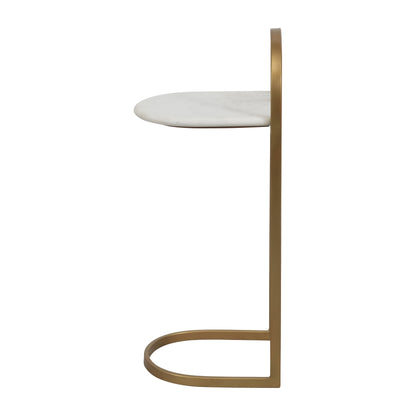 Metal, 26" C-table Marble Top, Gold