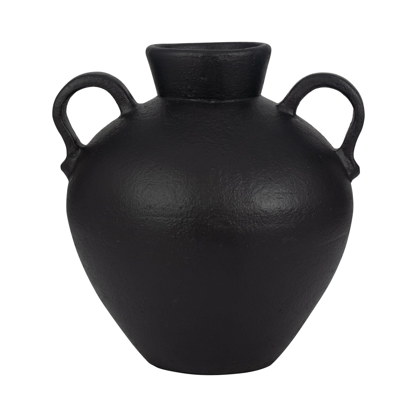 Terracotta, 17" Organic Jug With 2 Handles, Black