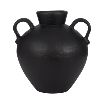 Terracotta, 17" Organic Jug With 2 Handles, Black