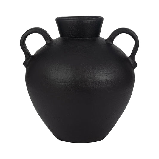 Terracotta, 17" Organic Jug With 2 Handles, Black