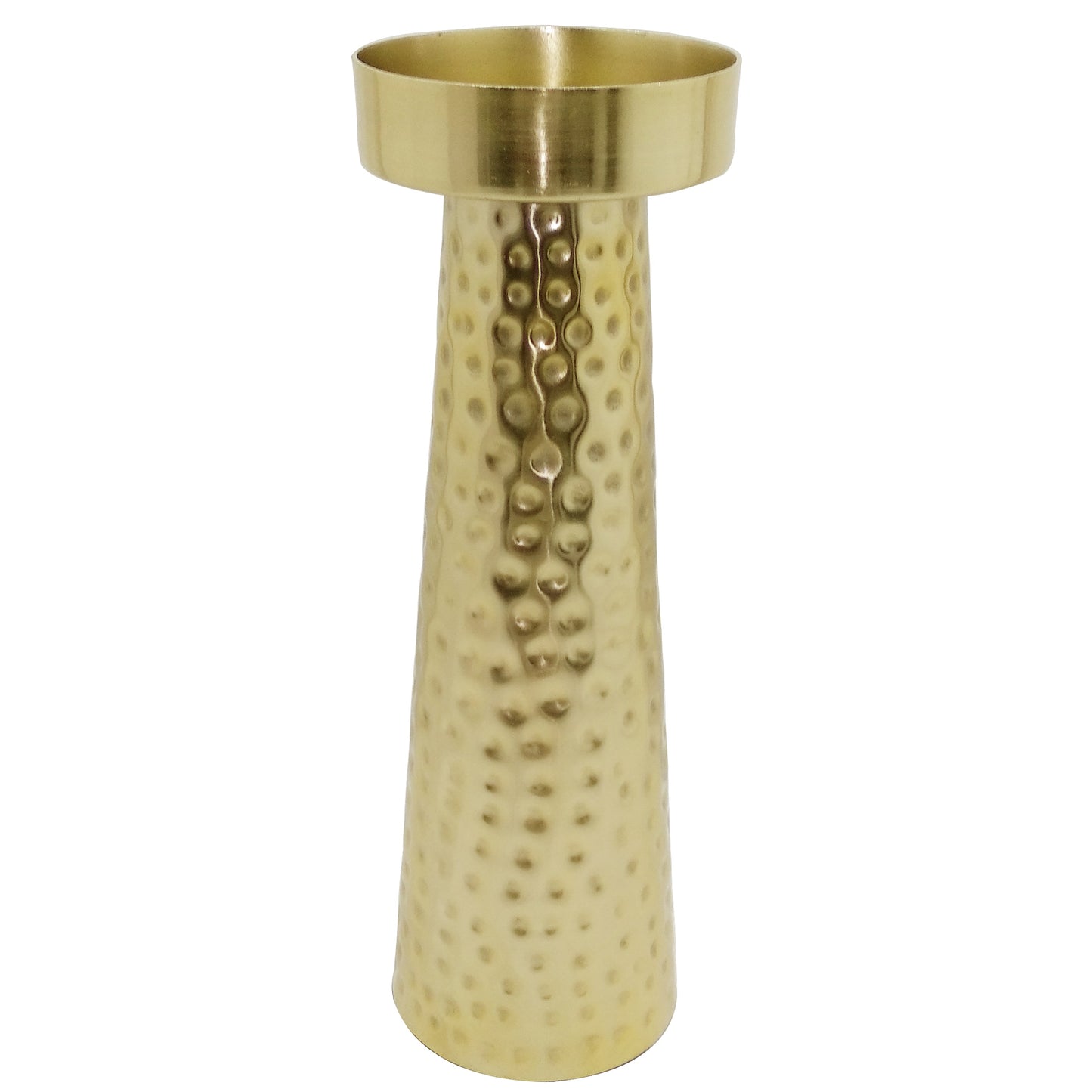 Metal, 12"h Hammered Candle Holder,  Gold