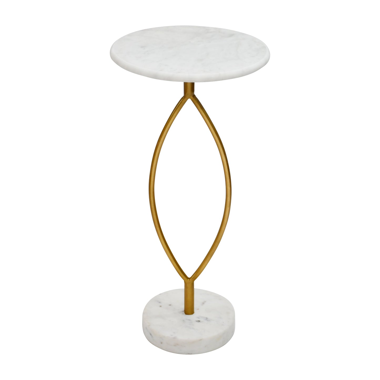 Metal, 25" Loophole Table Marble Base, Gold
