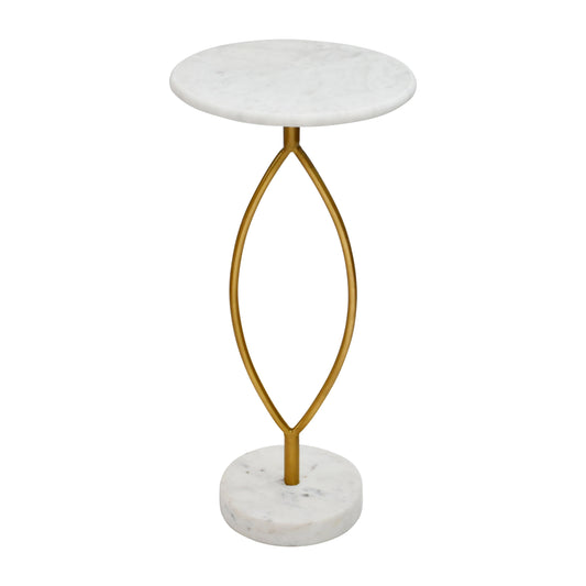 Metal, 25" Loophole Table Marble Base, Gold