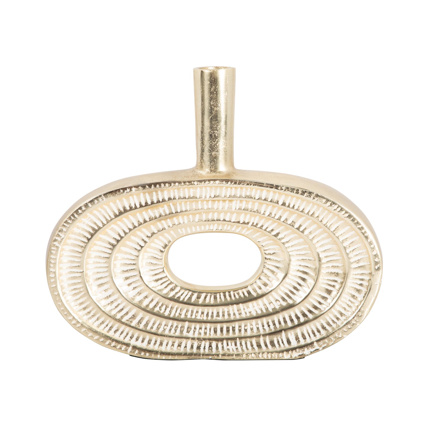 Metal, 10" Tribal Cut Out Vase, Gold