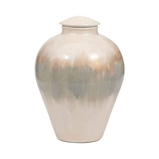 Metal, 12" Temple Vase, Pearl