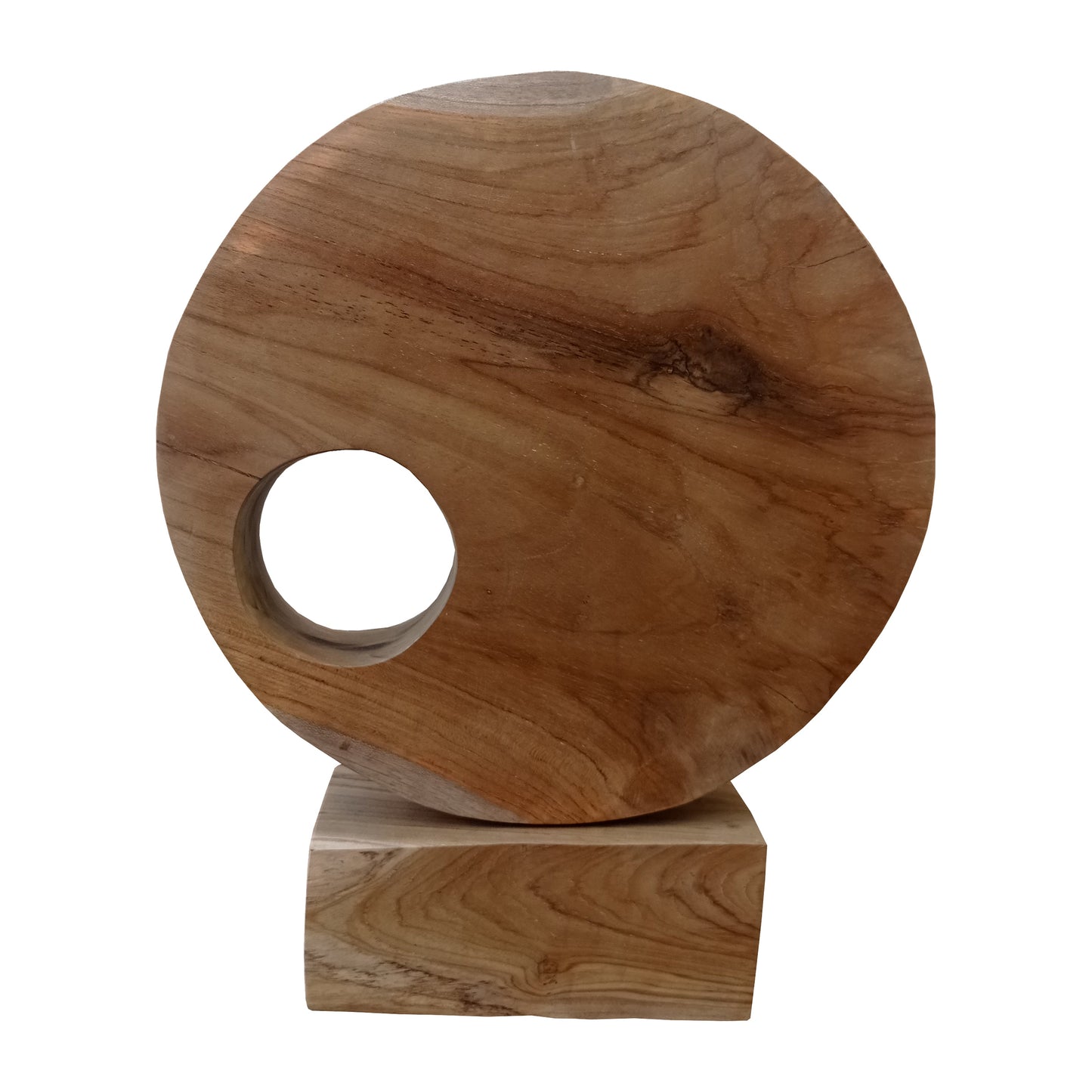 Wood, 15" Disc On Base Sculpture, Natural