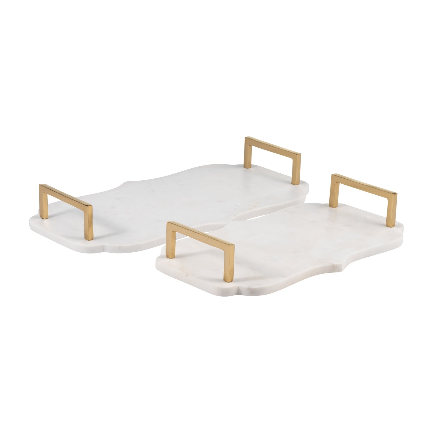 Marble, S/2 15/18"l Accent Trays, White