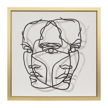 47x47,gld Frame Hand Painted Face Illusion,wht/blk