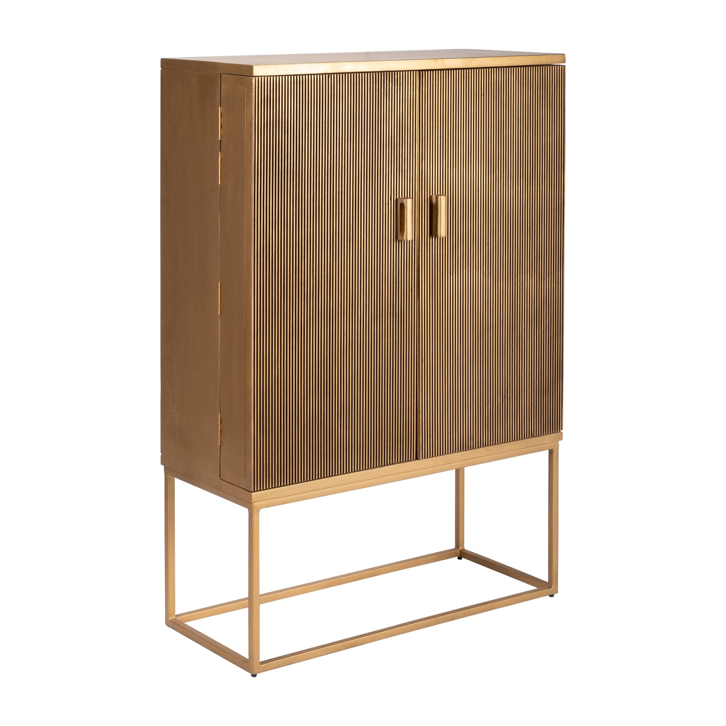 Wood, 55"h 2-door Cabinet, Gold