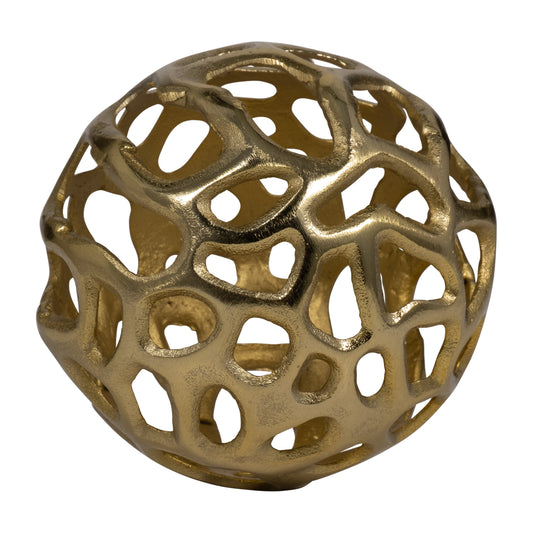 Metal, 6" Cut-out Orb, Gold