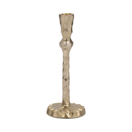 Metal, 9" Hammered Taper Candleholder, Gold