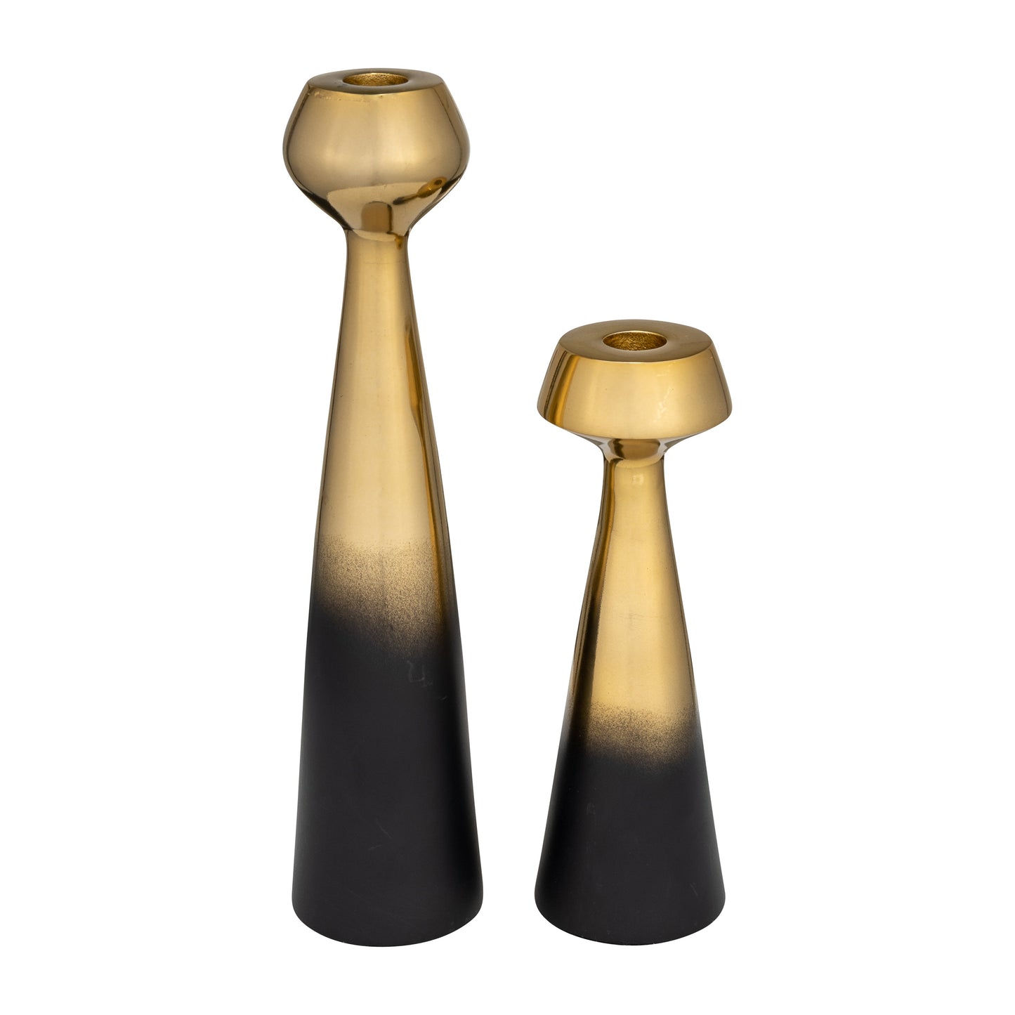 Metal,s/2 9/13",ombre Candle Stand,black/gold