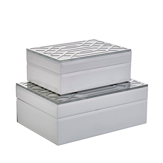 S/2 White/silver Boxes