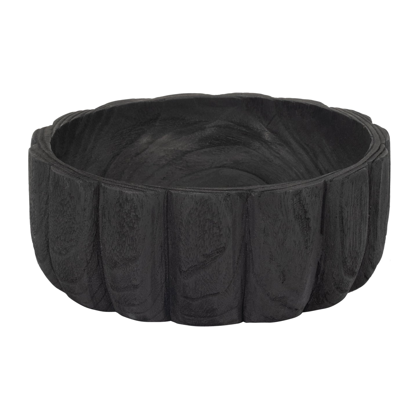 Wood, 9" Scalloped Bowl, Black