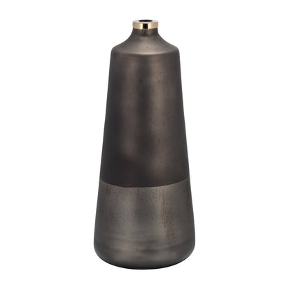 Glass,21"h Vase W/ring, Bronze