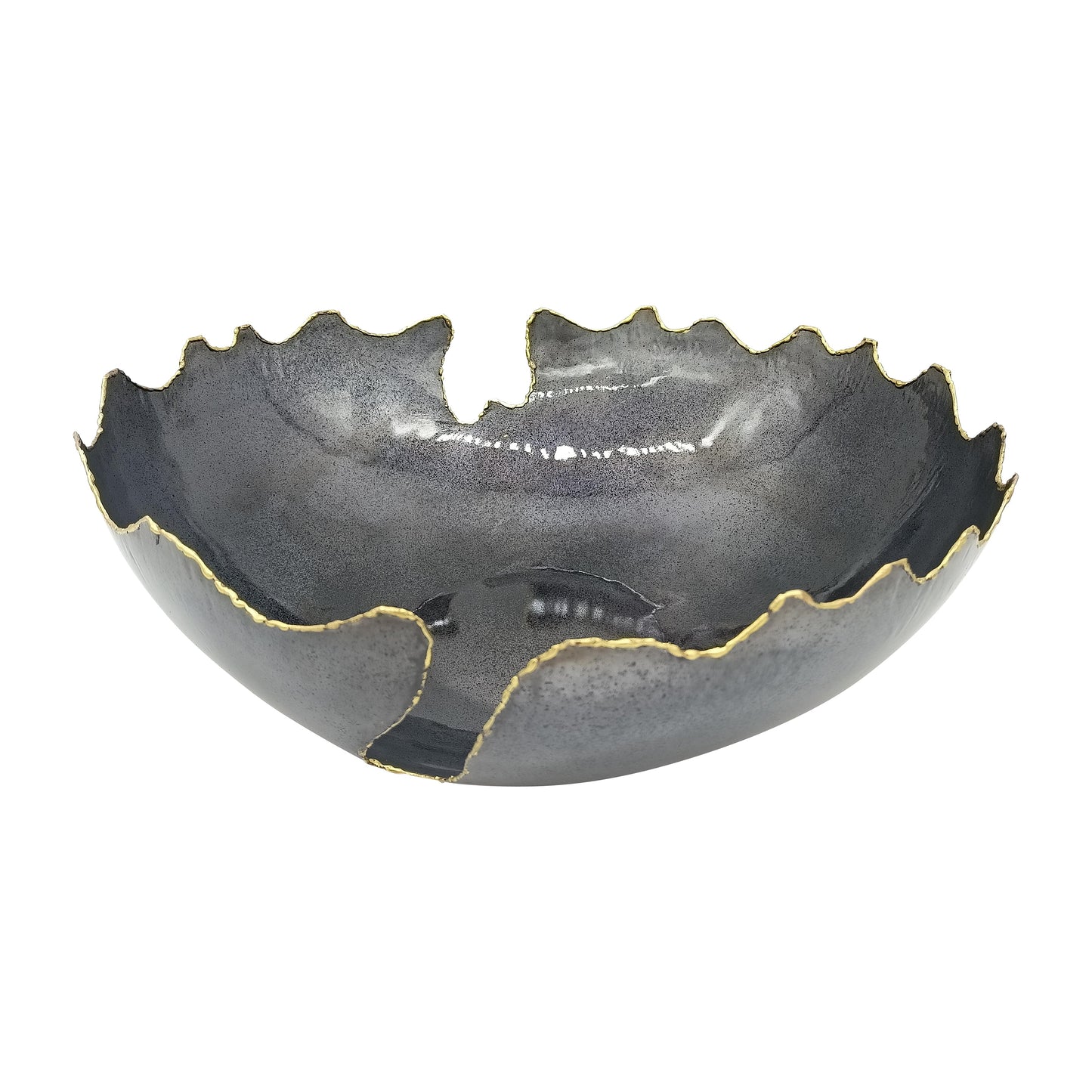 Metal S/3 12/15/18" Chipped Bowls, Black