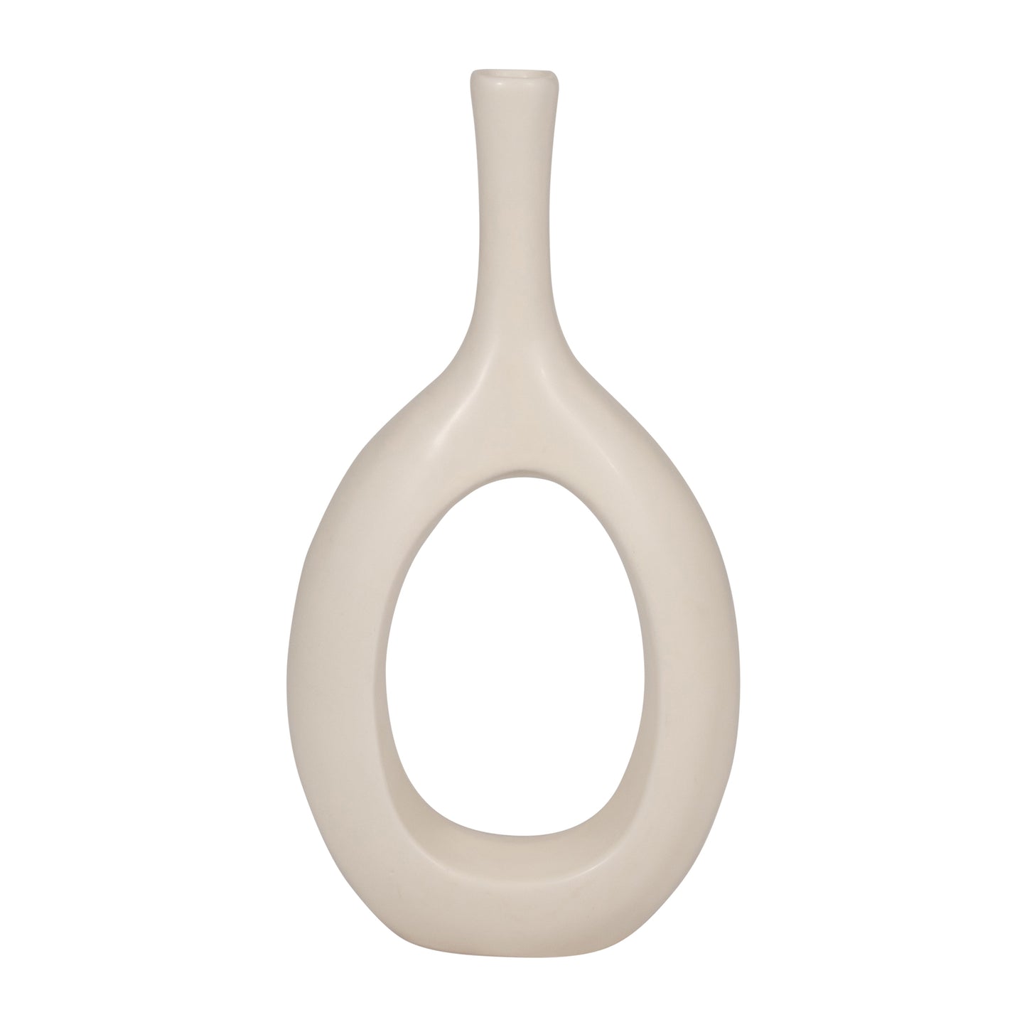 Cer, 12" Curved Open Cut Out Vase, Cotton