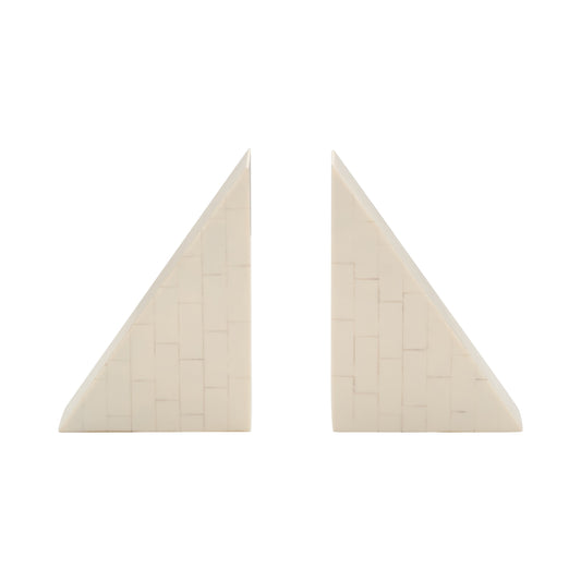 Resin, S/2 7" Right Angle Bookend, Ivory