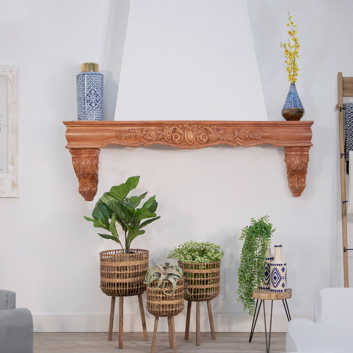 S/3 Bamboo Planters 11/13/15", Brown