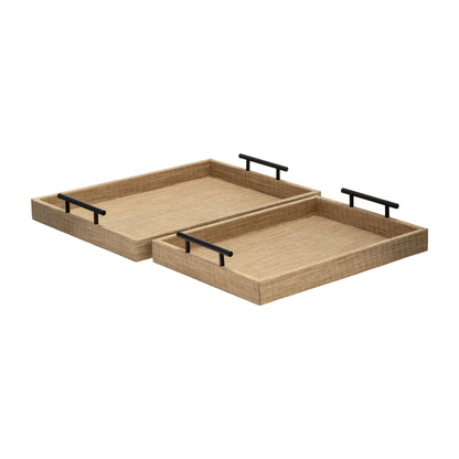 S/2 16/18"l Cotton Trays, Brown