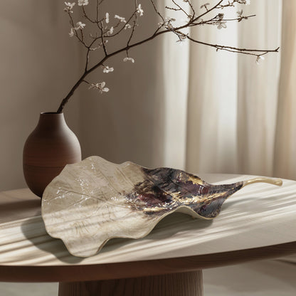 Metal, 27" Leaf Table Deco, Multi